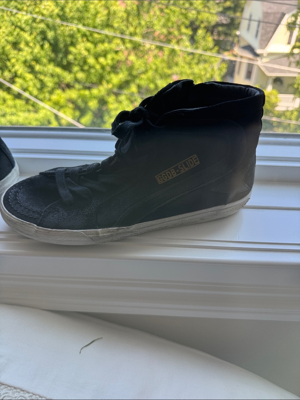 Golden Goose Black High-Top Sneaker with White Sole